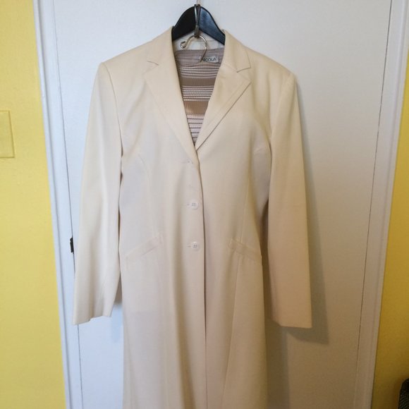 Ivory Knee length blazer - Picture 1 of 8